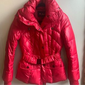 Guess belted puffer jacket - raspberry pink